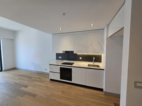 Modernly designed, wide and spacious open kitchen area.