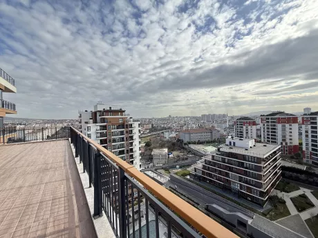 Wide panoramic view with forest and city landscape in Cekmekoy, Istanbul