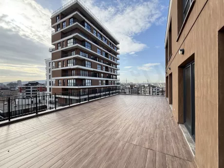 Spacious and modern terrace area of a 3+1 apartment in Cekmekoy, Istanbul.