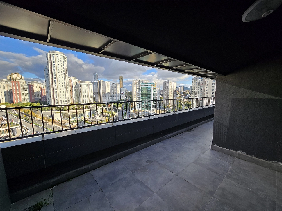 Terrace view of a duplex apartment for sale in Ataşehir, Istanbul.