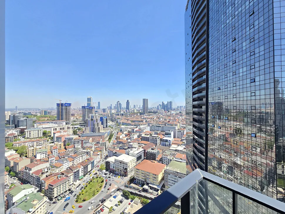 Panoramic city and residential view from a high-rise building in Şişli.