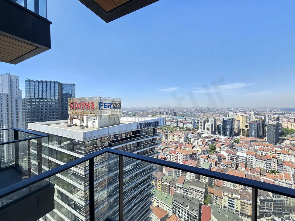 Panoramic Istanbul city view seen from a luxury residence apartment in Sisli
