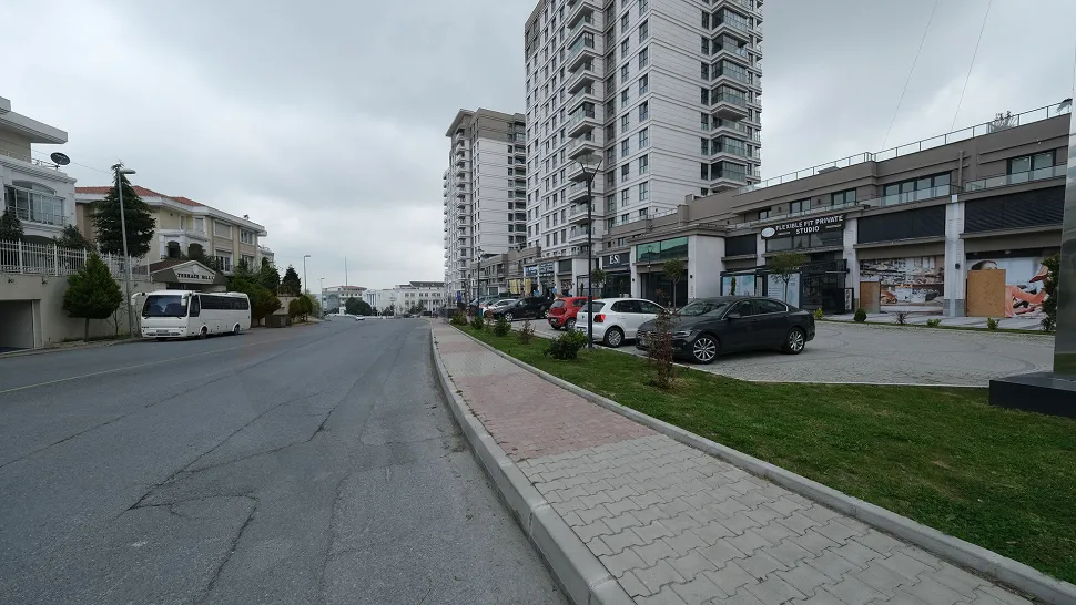 Spacious outdoor parking area and vehicle spaces of the commercial project in Basaksehir.
