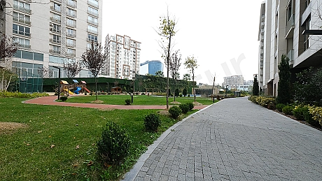 Garden view of apartment for sale in Zeytinburnu, Istanbul.