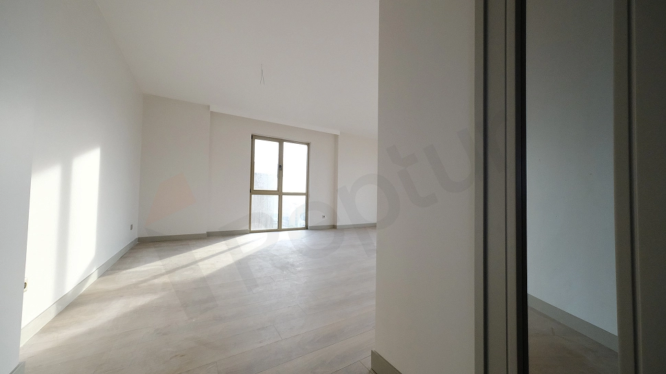 Interior of a spacious and bright living room.