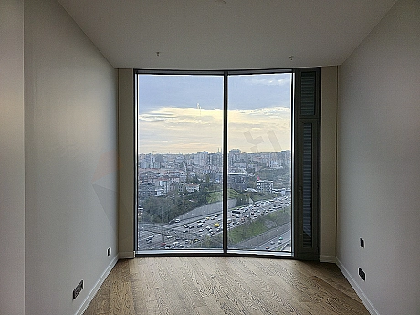 Modern bedroom interior design with double bed, bedside tables, and lamps