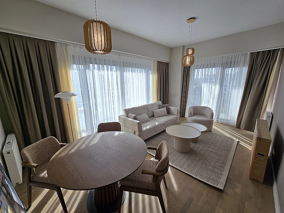 Interior of a furnished living room.