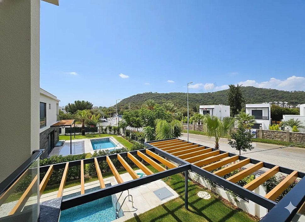 Deep blue sea and coastline view on the Bodrum shoreline.