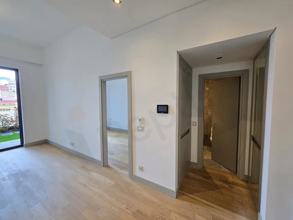 Modern internal staircase design within a residential apartment.