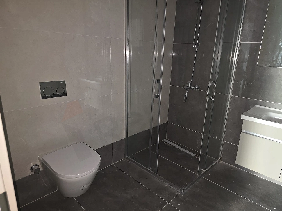 Bright and modern designed bathroom.