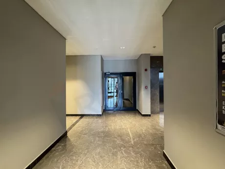 Modern interior staircase design and stair details inside a building.