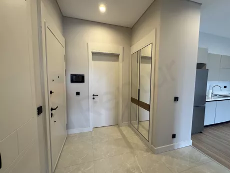 Elegant and secure apartment entrance door in a modern building.