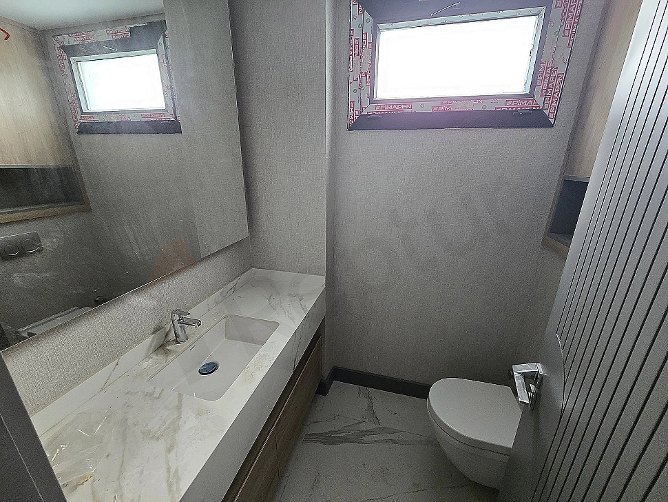 Modern designed bathroom interior.