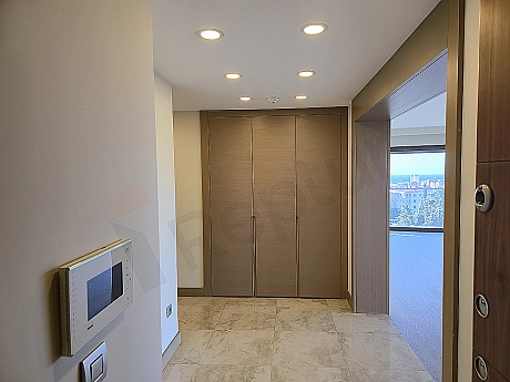 Stylish apartment entrance door and lighting
