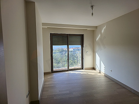 Stylish and modern designed, bright bedroom interior.