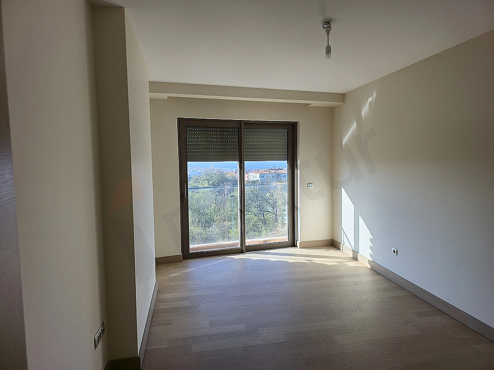 Stylish and modern designed, bright bedroom interior.