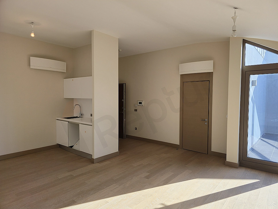 Elegant dining room set: Wooden table, chairs, and modern lighting