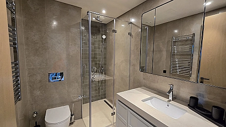 Modern and spacious bathroom area of the luxury villa in Bodrum.