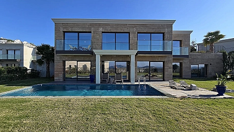 Spacious and landscaped garden area of a villa in Bodrum.