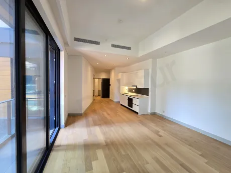 Spacious and bright living room area of a modern residence apartment.