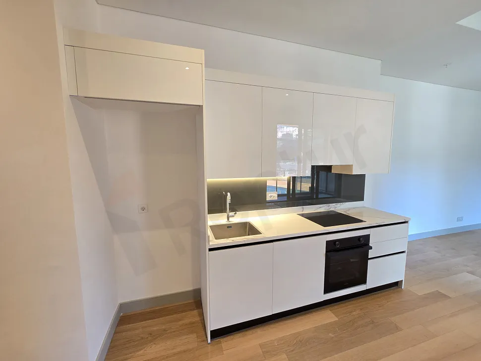 Modern open-plan kitchen design with contemporary cabinetry and countertops.