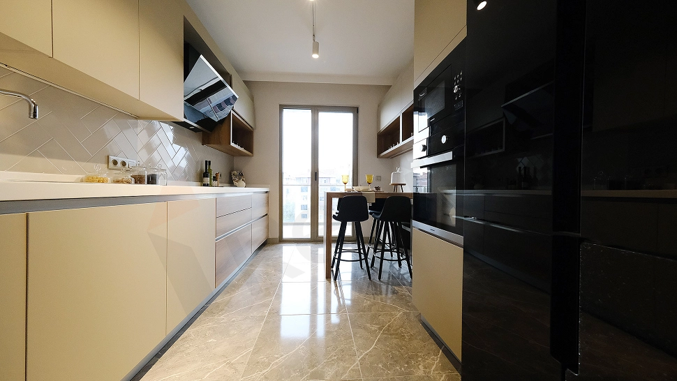 Image of a modern designed furnished kitchen.