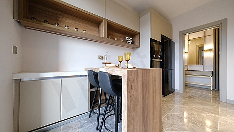 Image of a furnished modern kitchen.