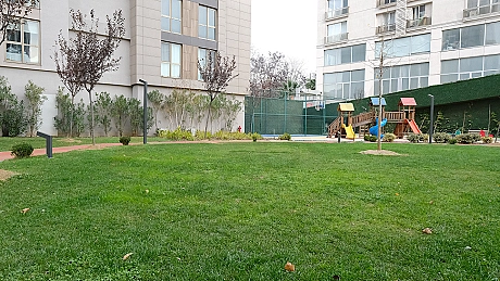 Garden view of furnished apartment.