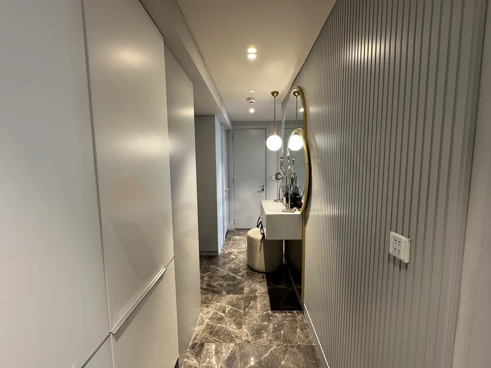 Stylish internal staircase design in a modern apartment