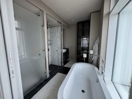 Elegant and luxury bathroom interior designed with modern fixtures and high-quality ceramics.