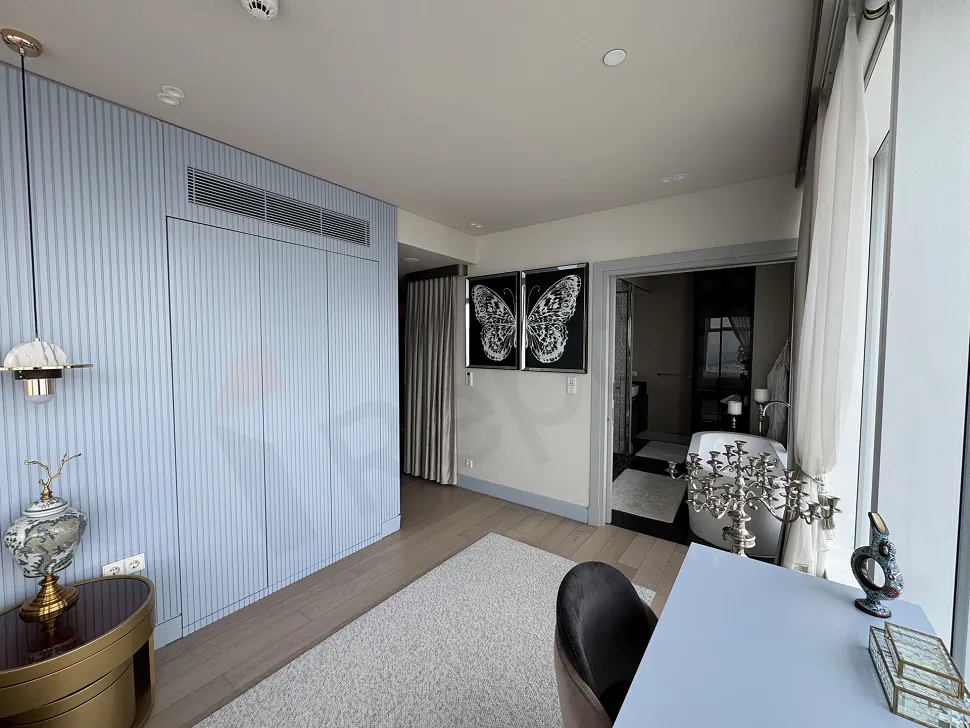 Modern decorated bathroom visual equipped with stylish fixtures and bathroom furniture.