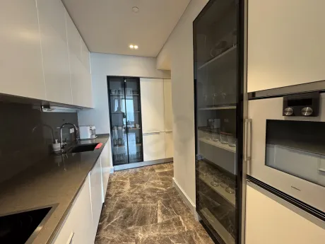 Modern and stylishly furnished kitchen design of a luxury 2+1 apartment in Sisli.