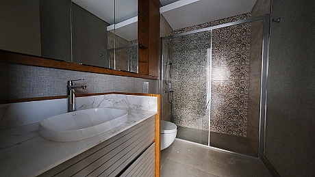 Image of a modern designed bathroom interior.