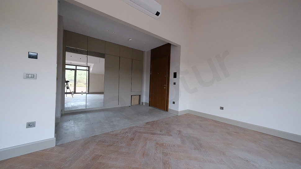 Entrance door detail of duplex apartment.