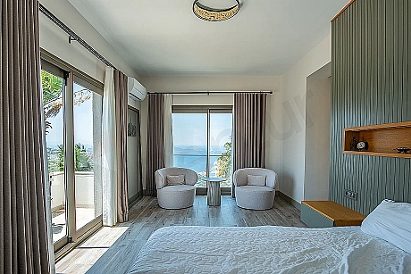 Bedroom of an unfurnished mansion in Bodrum.