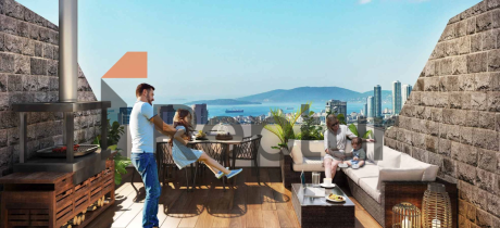 Family concept project in the center of a green area