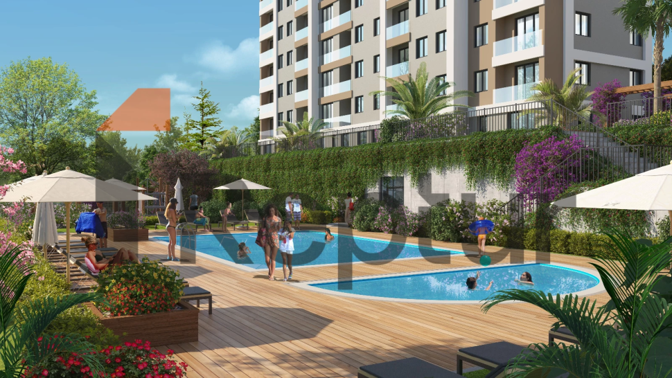 Family concept project in the center of a green area