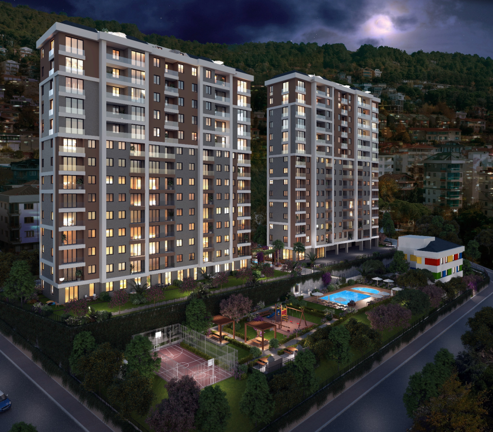 Family concept project in the center of a green area