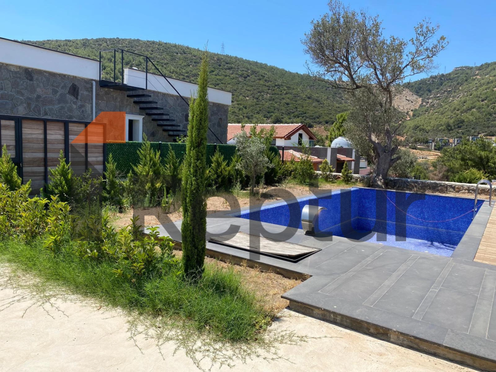 Cottage in a modern interior made of natural stone in Bodrum