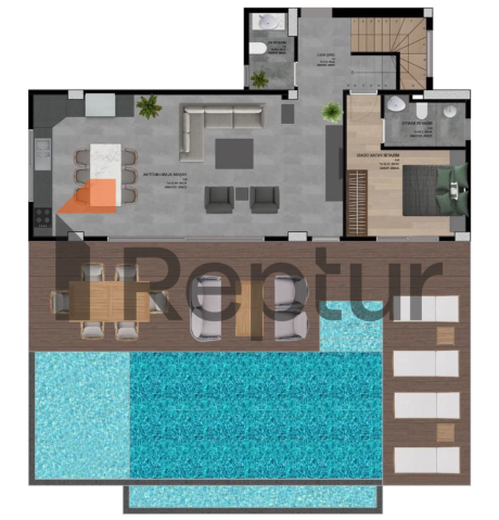 Luxury 300m² Duplex Villa with Private Garden and Pool in Bodrum