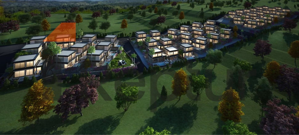 Villas in the picturesque area of Buazici, surrounded by dense greenery with a view of Lake Tuzla.