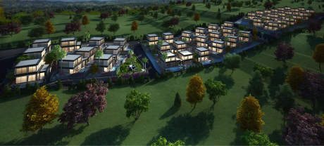 Villas in the picturesque area of Buazici, surrounded by dense greenery with a view of Lake Tuzla.