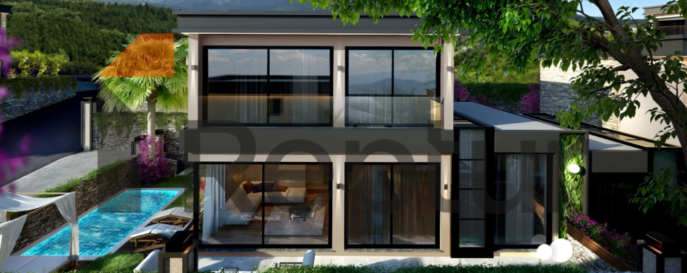 Villas in the picturesque area of Buazici, surrounded by dense greenery with a view of Lake Tuzla.