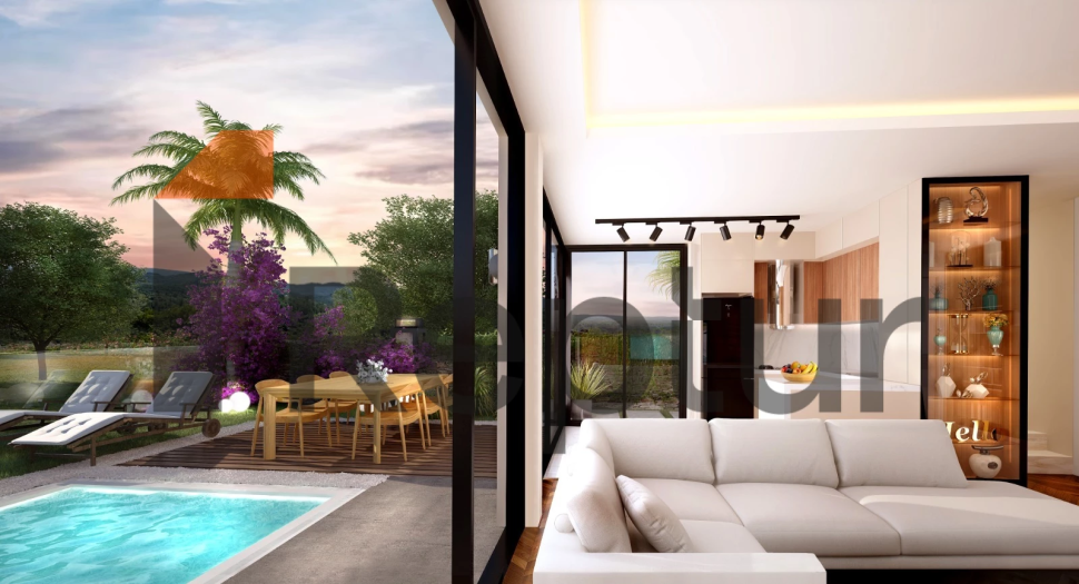 Villas in the picturesque area of Buazici, surrounded by dense greenery with a view of Lake Tuzla.