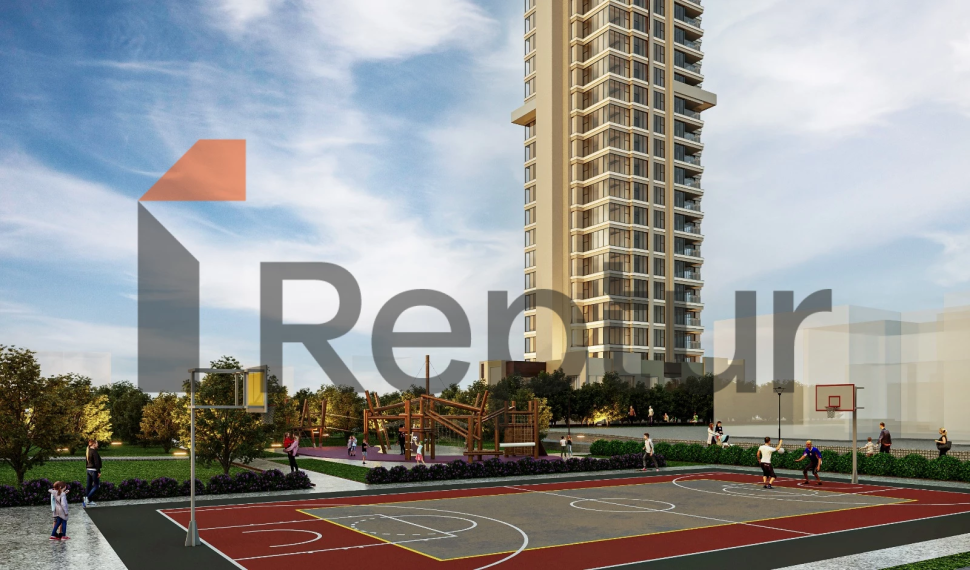 Residence in Atasehir district with view of Financial Center and Princes' Islands on Asian side of Istanbul