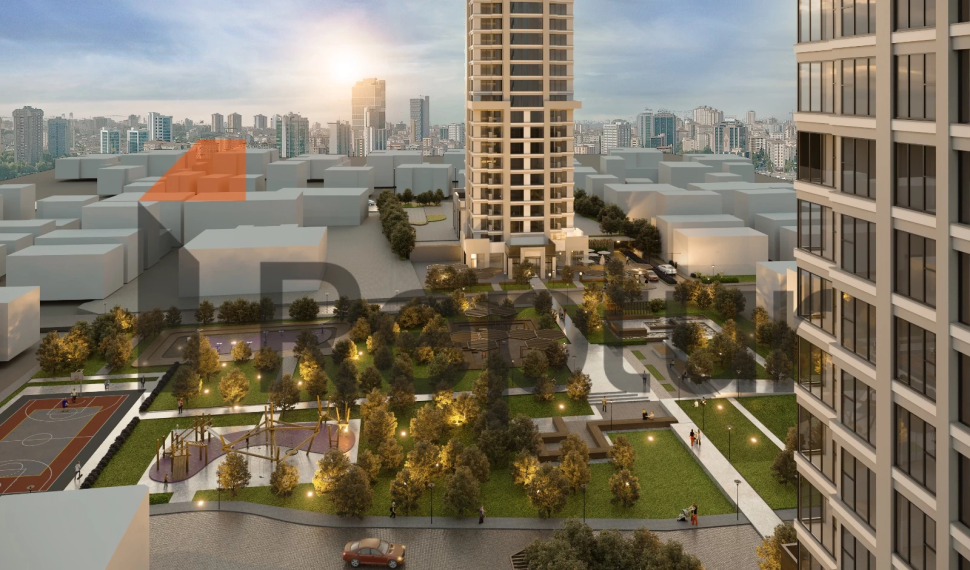 Residence in Atasehir district with view of Financial Center and Princes' Islands on Asian side of Istanbul