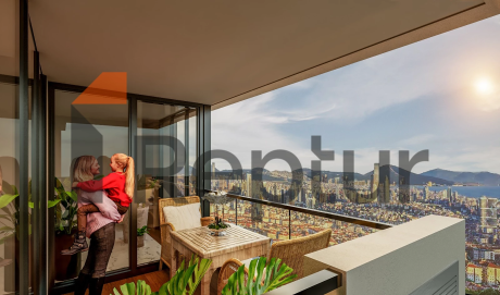 Residence in Atasehir district with view of Financial Center and Princes' Islands on Asian side of Istanbul